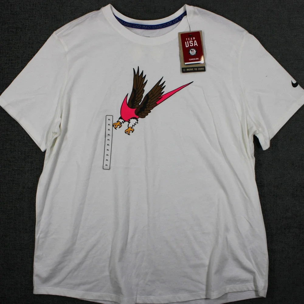 Nike Team USA Olympics Eagle Swoosh T-Shirt White FN0883-100 Womens XL New